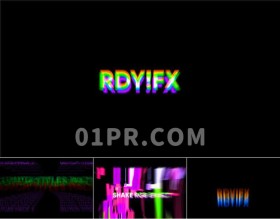 Pr字幕模板 5组RGB震动抖动故障数码快速文字标题标志logo Pr素材